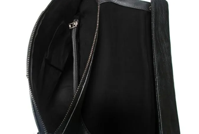 Cool Black Mens Leather Backpack Travel Backpacks Laptop Backpack for men