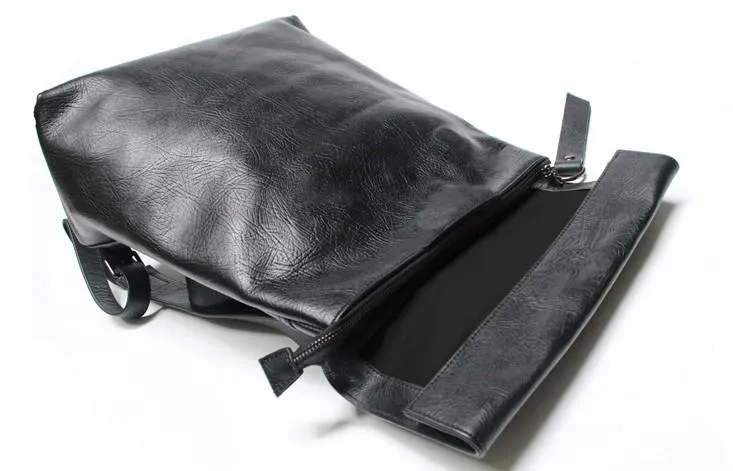 Cool Black Mens Leather Backpack Travel Backpacks Laptop Backpack for men