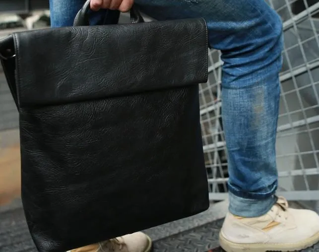Cool Black Mens Leather Backpack Travel Backpacks Laptop Backpack for men