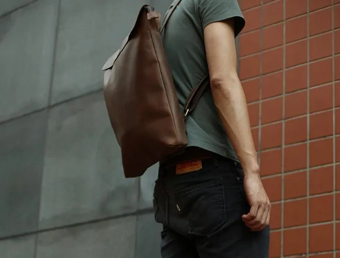 Cool Black Mens Leather Backpack Travel Backpacks School Backpacks for men