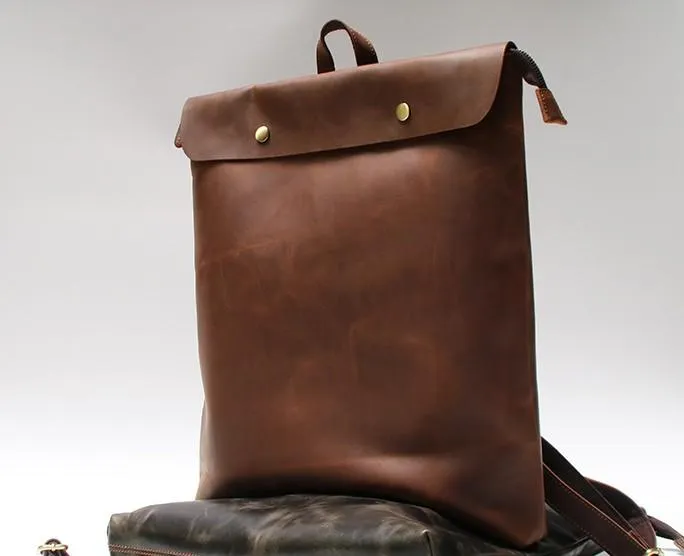 Cool Black Mens Leather Backpack Travel Backpacks School Backpacks for men