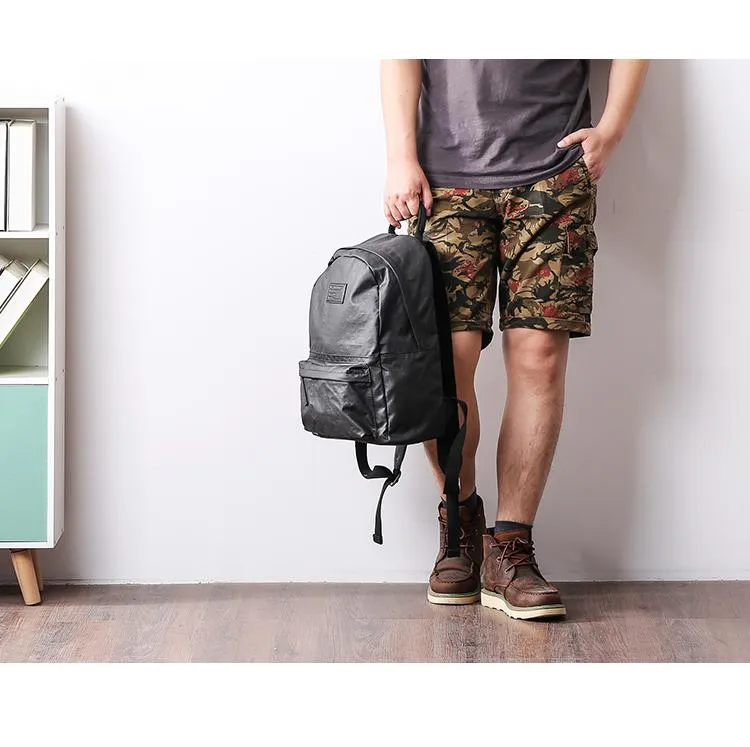 Cool Black Nylon Backpack Men's 14 inches Waterproof Backpack School Backpack For Men