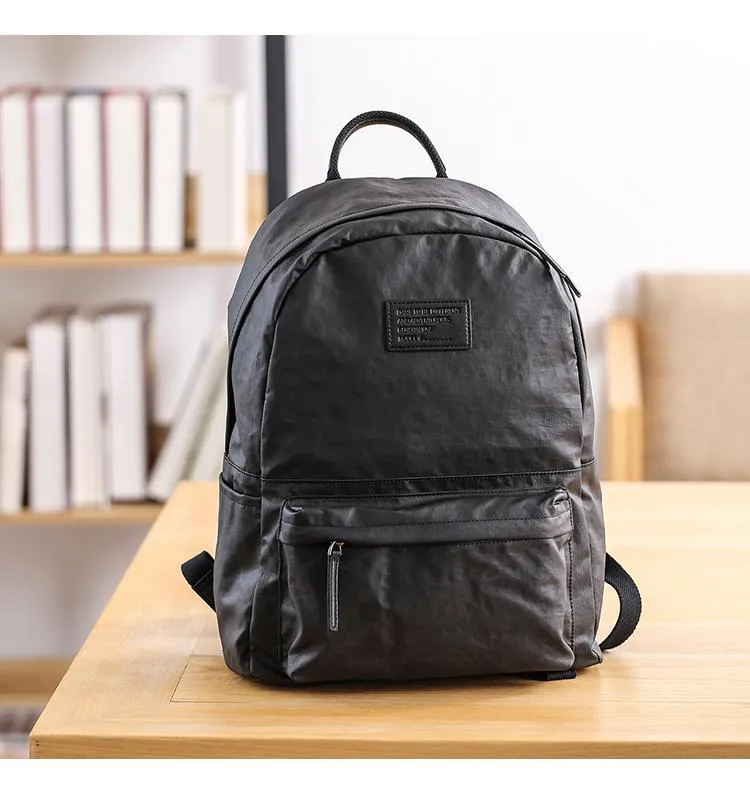 Cool Black Nylon Backpack Men's 14 inches Waterproof Backpack School Backpack For Men