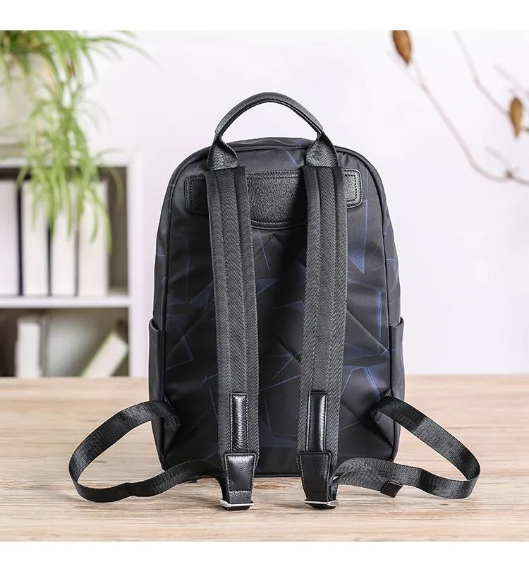 Cool Black Nylon Backpack Men's 14 inches Waterproof Backpack School Backpack For Men