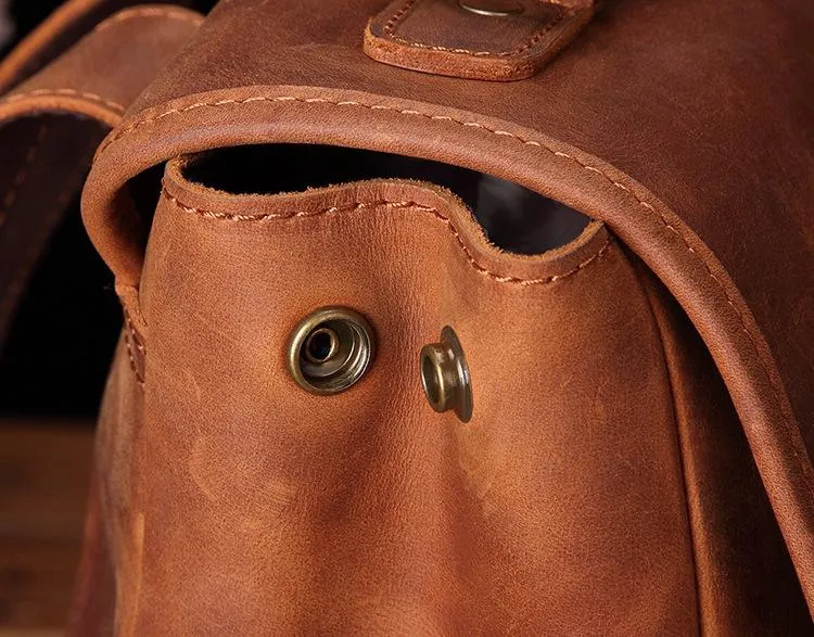 Cool Brown Leather Men's 13'' Laptop Backpack School Backpack Travel Backpack For Men