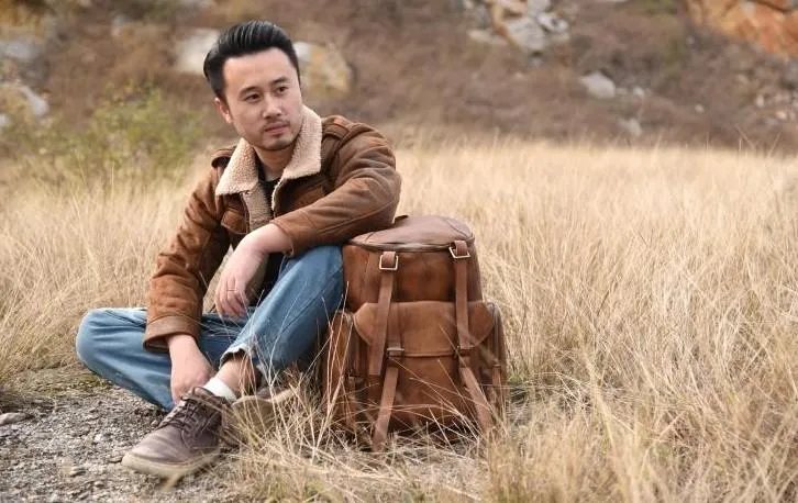 Cool Brown Leather Mens Backpack Large Brown Travel Backpack Hiking Backpack for men