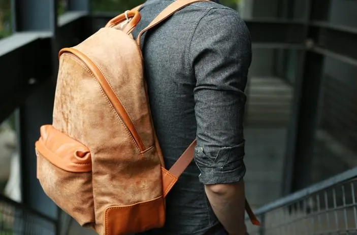 Cool Brown Leather Mens Backpacks Travel Backpacks Laptop Backpack for men