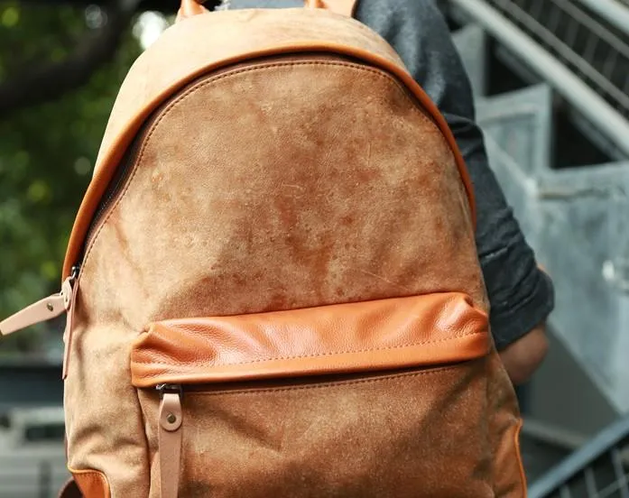 Cool Brown Leather Mens Backpacks Travel Backpacks Laptop Backpack for men
