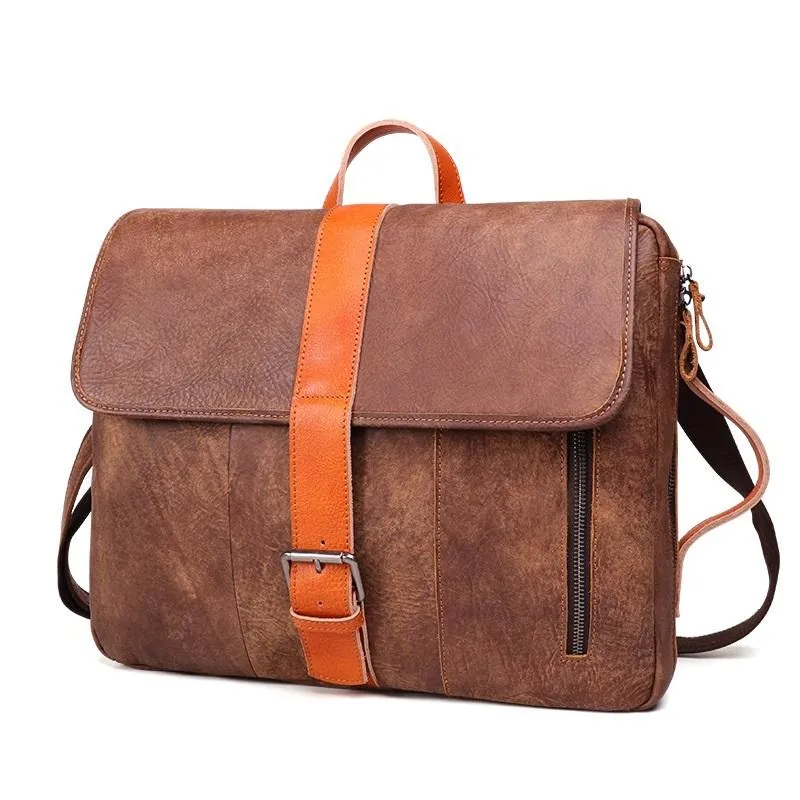 Cool Brown Leather Men's Messenger Bag Handbag Backpack Briefcase For Men