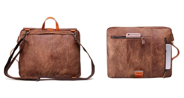 Cool Brown Leather Men's Messenger Bag Handbag Backpack Briefcase For Men