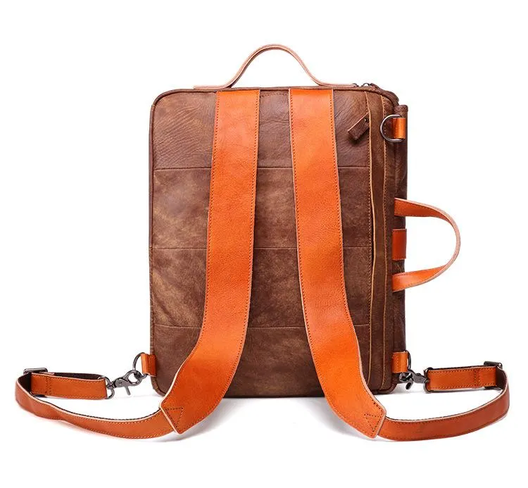 Cool Brown Leather Men's Messenger Bag Handbag Backpack Briefcase For Men