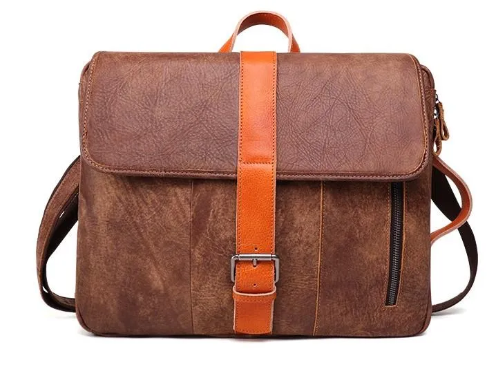 Cool Brown Leather Messenger Bag Handbag Shoulder Bag Backpack For Men