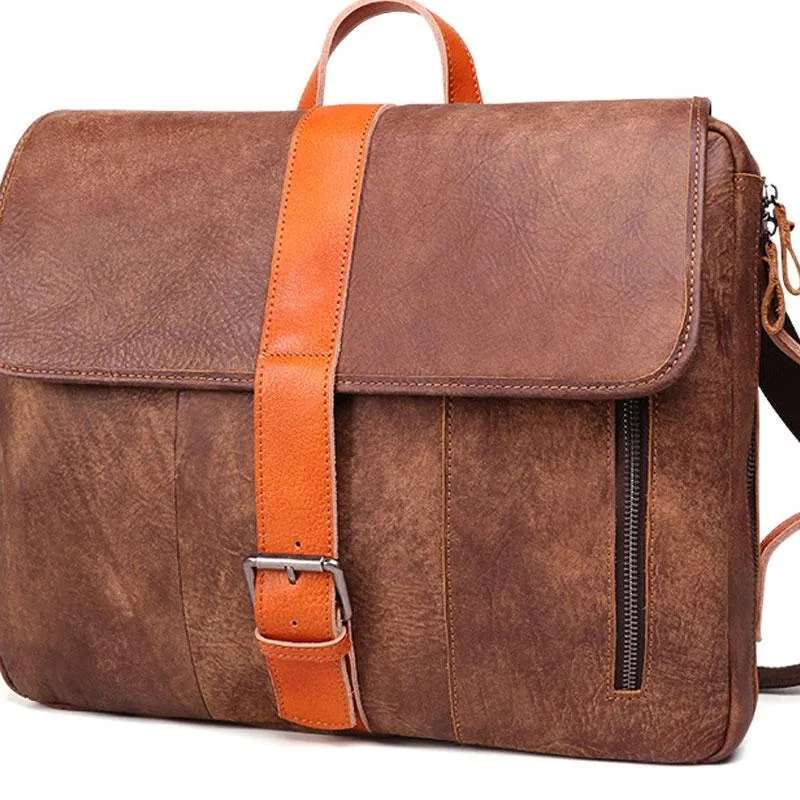 Cool Brown Leather Messenger Bag Handbag Shoulder Bag Backpack For Men