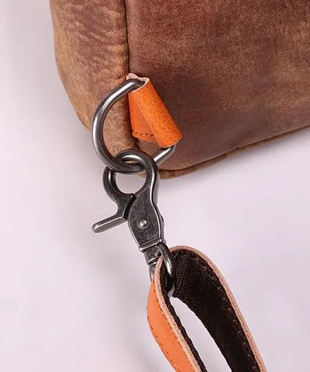 Cool Brown Leather Messenger Bag Handbag Shoulder Bag Backpack For Men