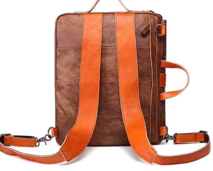 Cool Brown Leather Messenger Bag Handbag Shoulder Bag Backpack For Men
