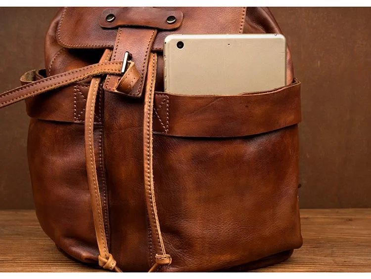 Cool Brown Mens Leather 15inchs Laptop Backpacks Travel Backpacks School Backpacks for men