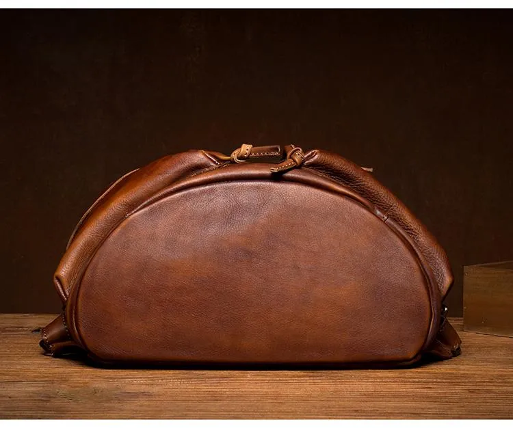 Cool Brown Mens Leather 15inchs Laptop Backpacks Travel Backpacks School Backpacks for men