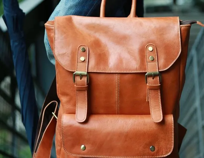 Cool Brown Mens Leather Backpack Cool Travel Backpacks School Backpacks for men