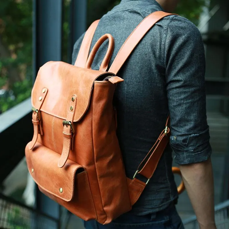 Cool Brown Mens Leather Backpack Cool Travel Backpacks School Backpacks for men