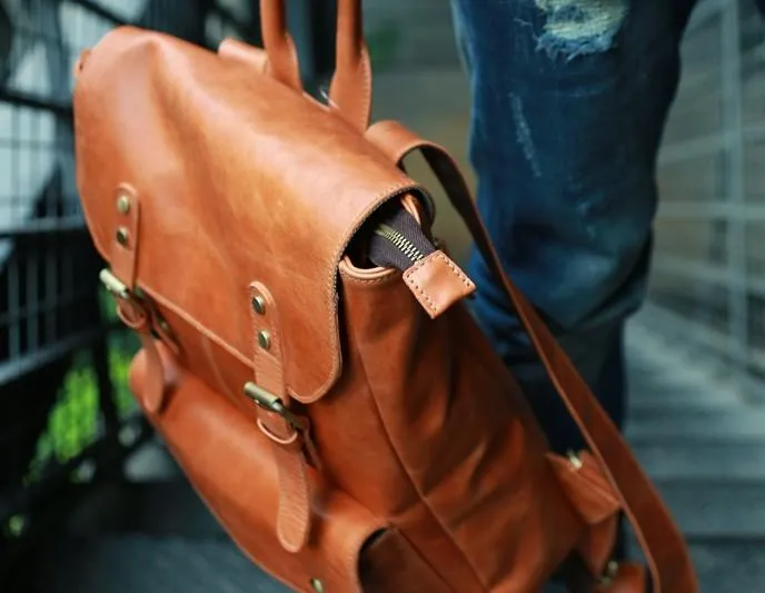 Cool Brown Mens Leather Backpack Cool Travel Backpacks School Backpacks for men