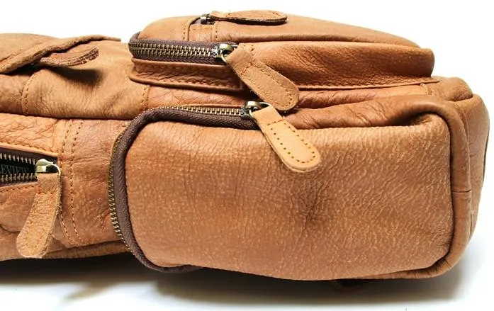 Cool Brown Mens Leather Backpack Travel Backpacks Cool School Backpacks for men