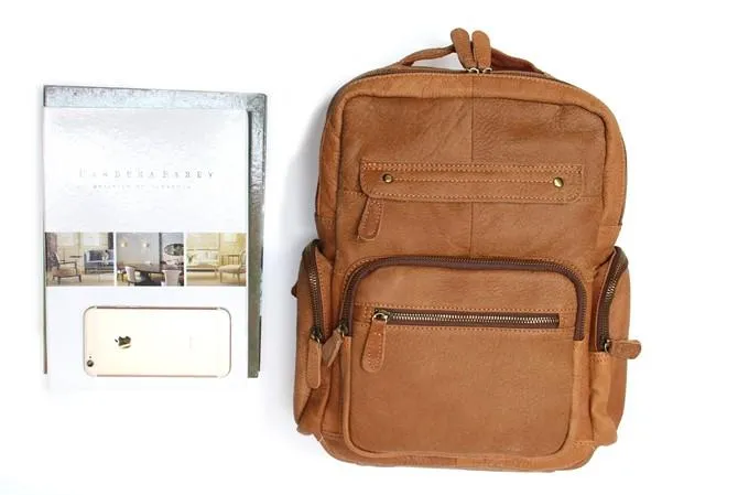 Cool Brown Mens Leather Backpack Travel Backpacks Cool School Backpacks for men