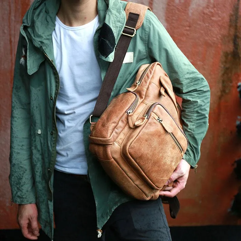 Cool Brown Mens Leather Backpack Travel Backpacks Cool School Backpacks for men