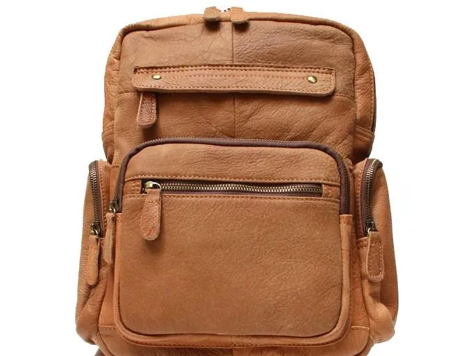 Cool Brown Mens Leather Backpack Travel Backpacks Cool School Backpacks for men