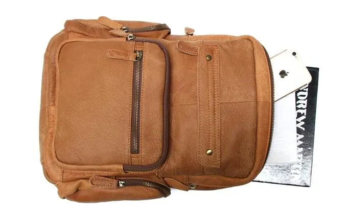 Cool Brown Mens Leather Backpack Travel Backpacks Cool School Backpacks for men