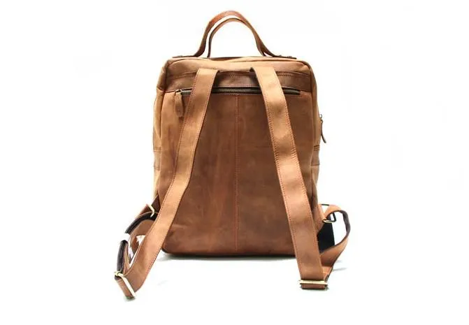Cool Brown Mens Leather Backpack Travel Backpacks Laptop Backpack for men