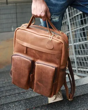 Cool Brown Mens Leather Backpack Travel Backpacks Laptop Backpack for men