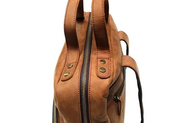 Cool Brown Mens Leather Backpack Travel Backpacks Laptop Backpack for men