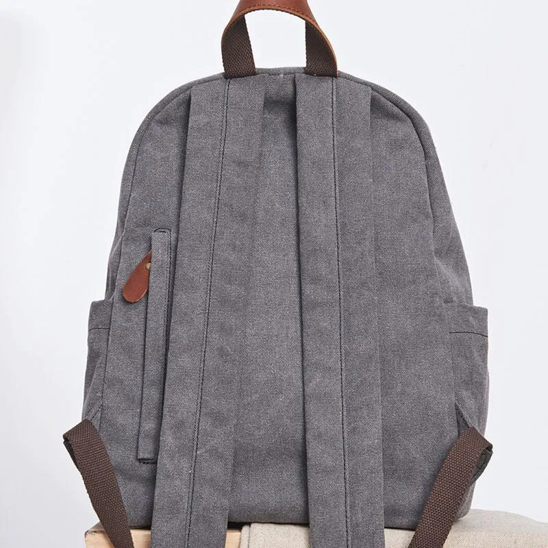 Cool Canvas Gray Mens Backpack Canvas Travel Bag Canvas School Bag for Men