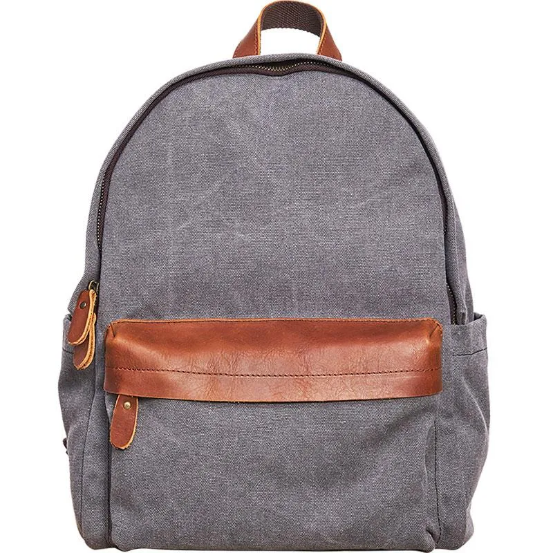 Cool Canvas Gray Mens Backpack Canvas Travel Bag Canvas School Bag for Men