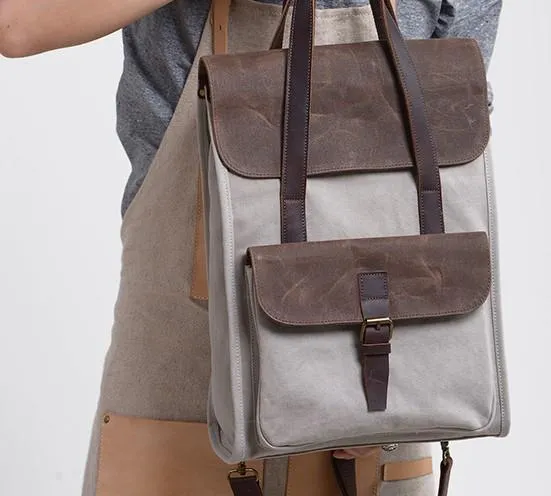 Cool Canvas Gray Mens Handbag Canvas Backpack Canvas Travel Bag for Men