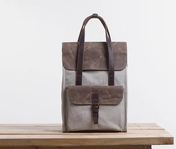 Cool Canvas Gray Mens Handbag Canvas Backpack Canvas Travel Bag for Men
