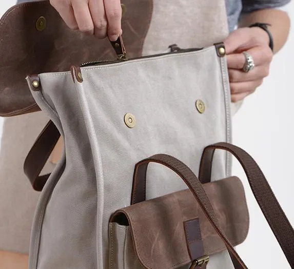 Cool Canvas Gray Mens Handbag Canvas Backpack Canvas Travel Bag for Men