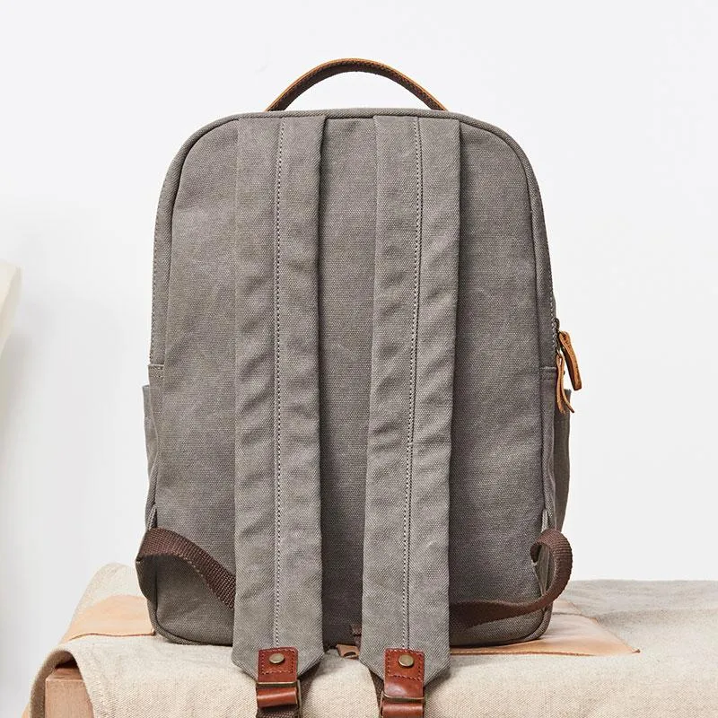 Cool Canvas Leather Mens Backpack Canvas Travel Bag Canvas School Bag for Men