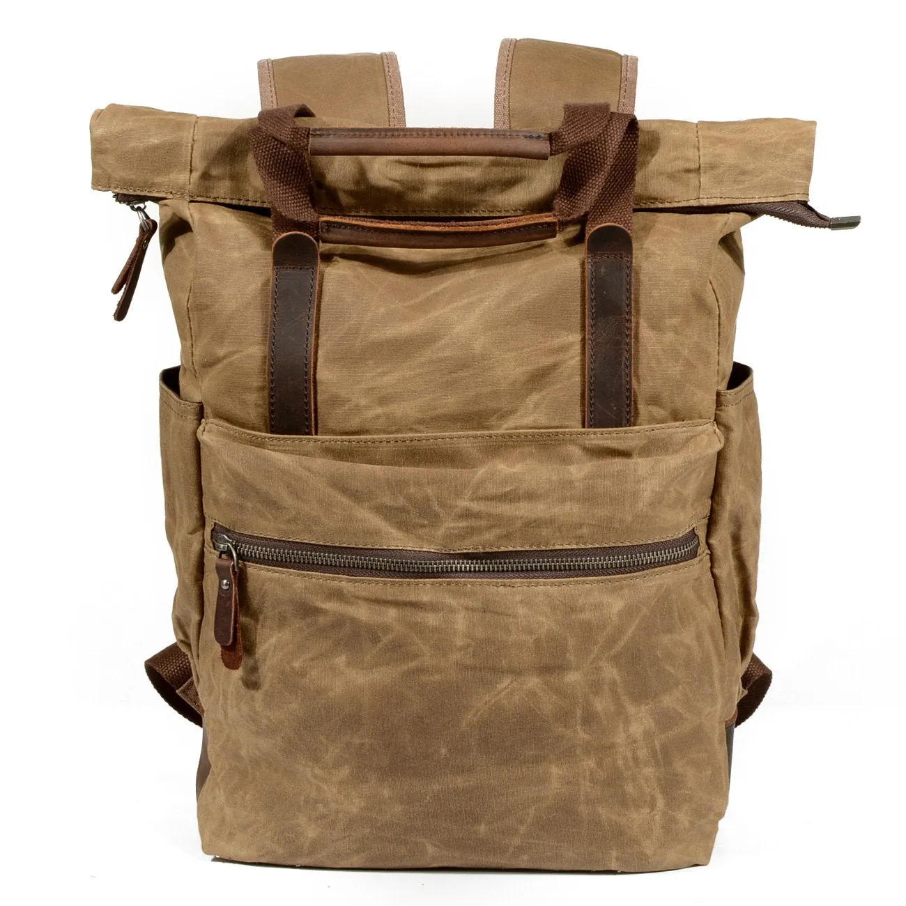Cool Canvas Leather Mens Black College Backpack 15'' Computer Backpack Travel Backpack Hiking Bag for Men