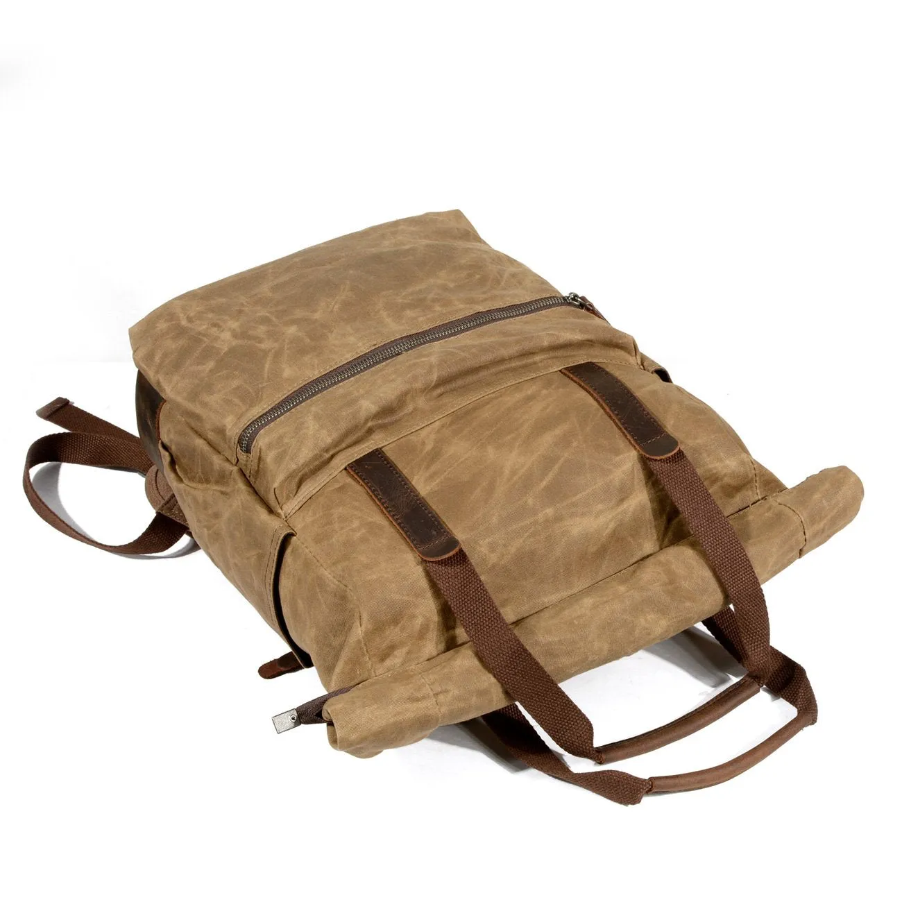 Cool Canvas Leather Mens Black College Backpack 15'' Computer Backpack Travel Backpack Hiking Bag for Men