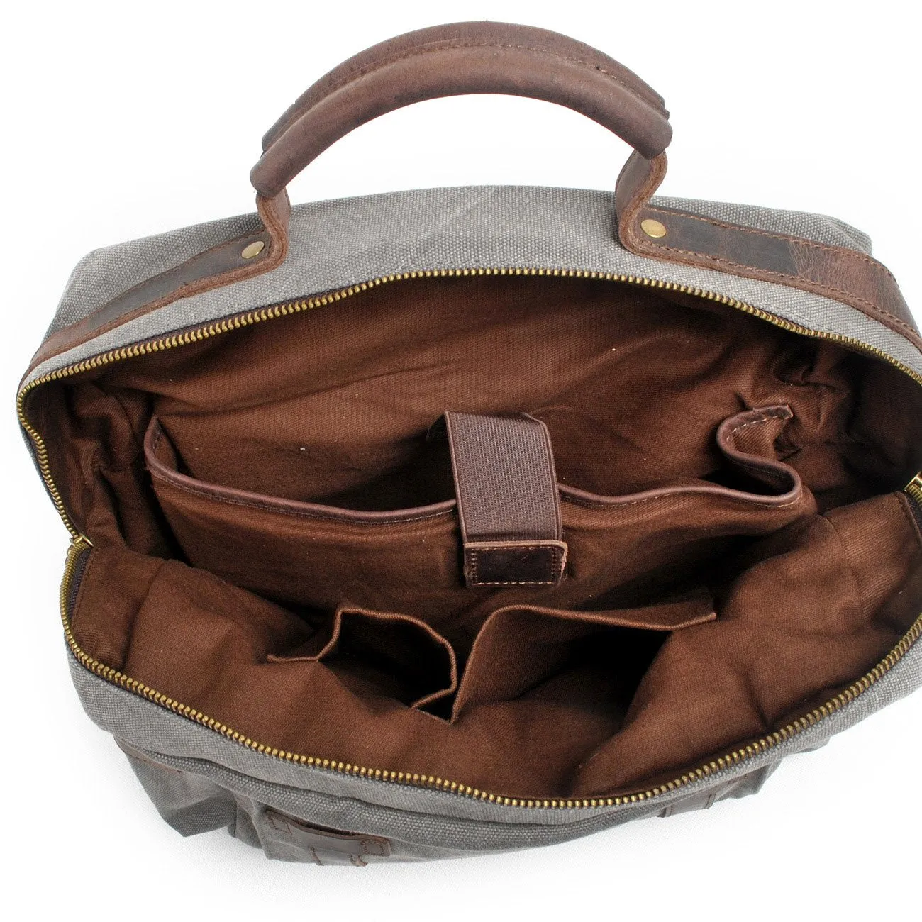 Cool Canvas Leather Mens College Backpack Travel Backpack 15'' Computer Hiking Backpack for Men