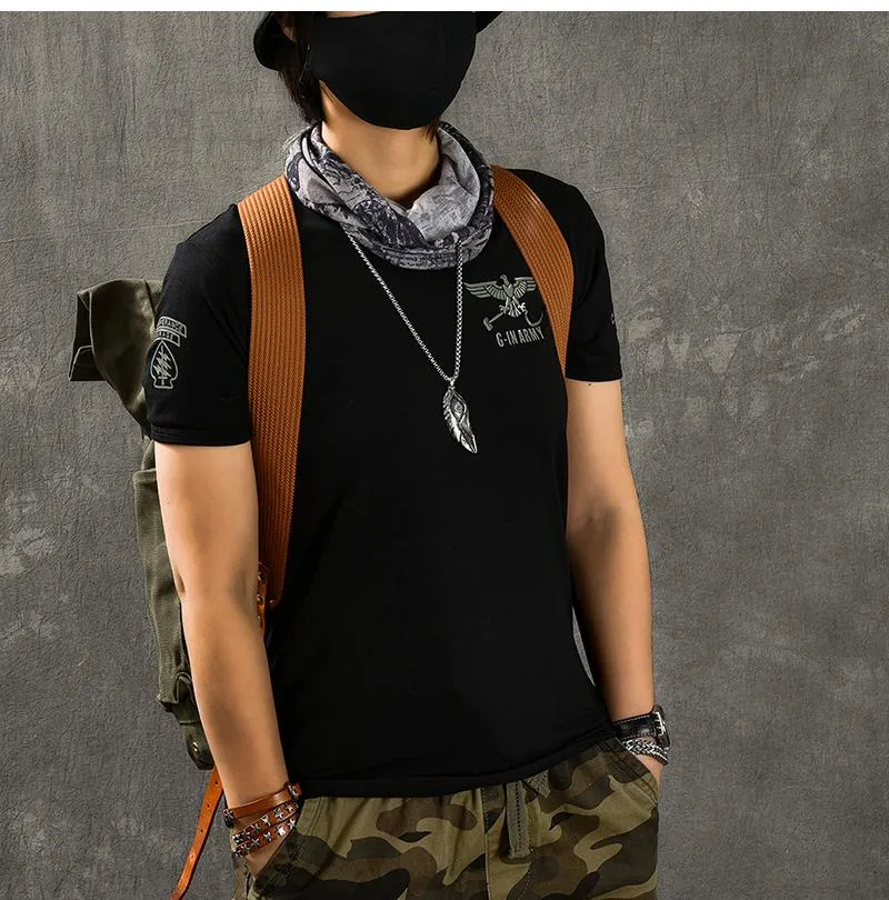 Cool Canvas Leather Mens Womens 16" Army Green Hiking Backpack Travel Backpack College Backpack  for Men