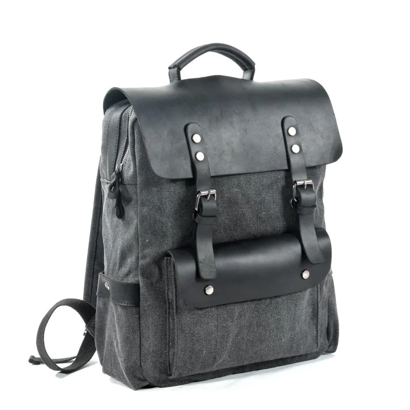 Cool Canvas Leather Womens Mens 15" Green Computer Backpack Black School Backpack College Backpack for Men