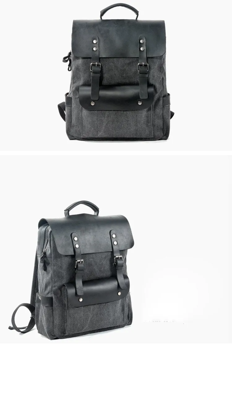 Cool Canvas Leather Womens Mens 15" Green Computer Backpack Black School Backpack College Backpack for Men