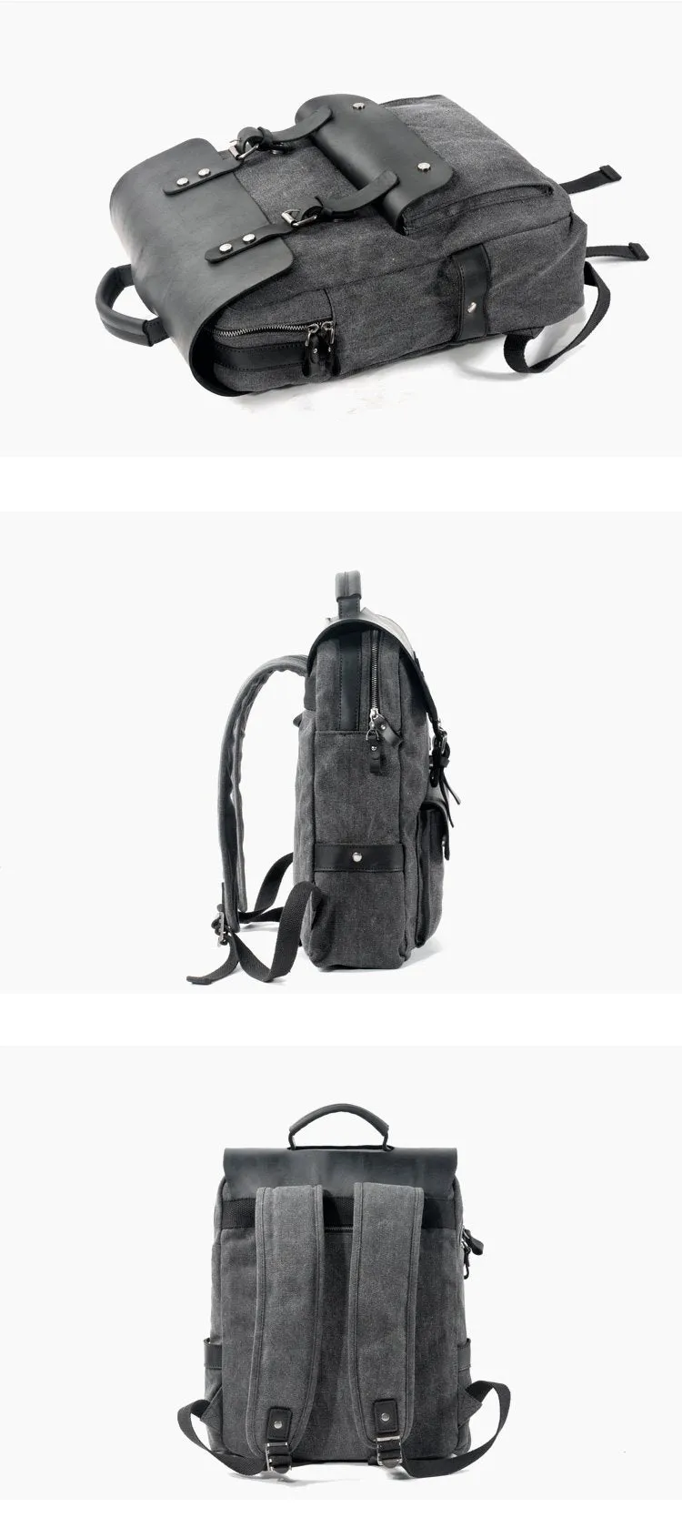 Cool Canvas Leather Womens Mens 15" Green Computer Backpack Black School Backpack College Backpack for Men