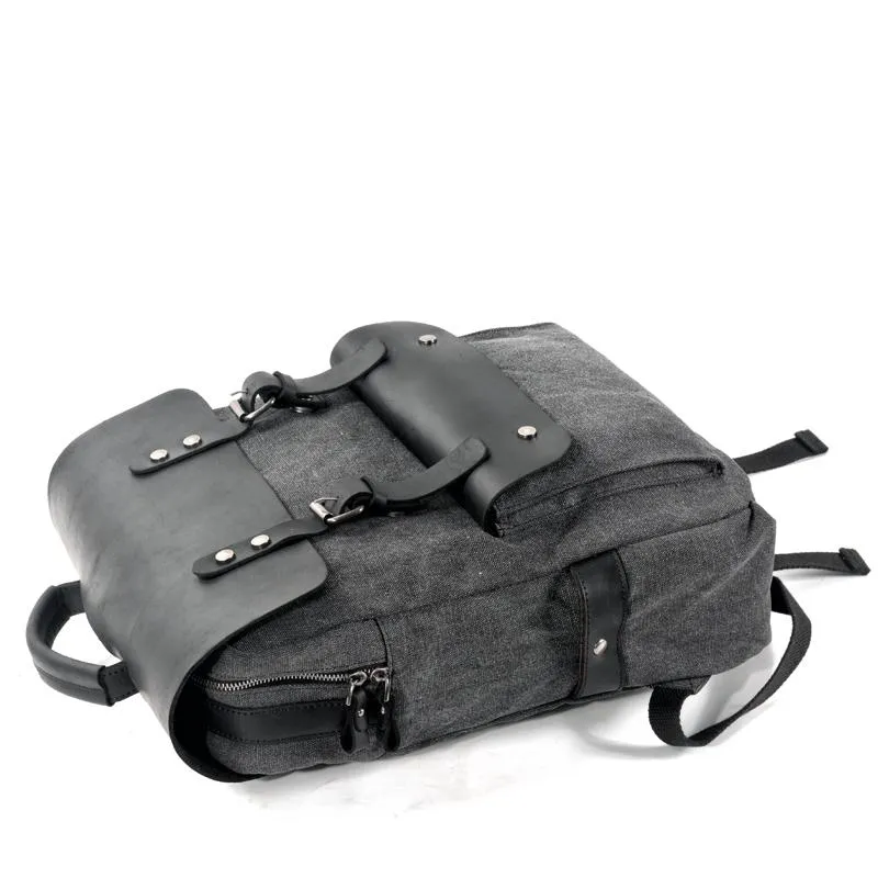 Cool Canvas Leather Womens Mens 15" Green Computer Backpack Black School Backpack College Backpack for Men