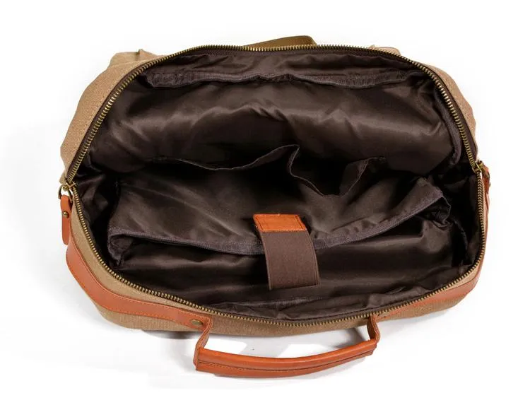 Cool Canvas Leather Womens Mens College Backpack 14'' Travel Backpack Computer Backpack for Men