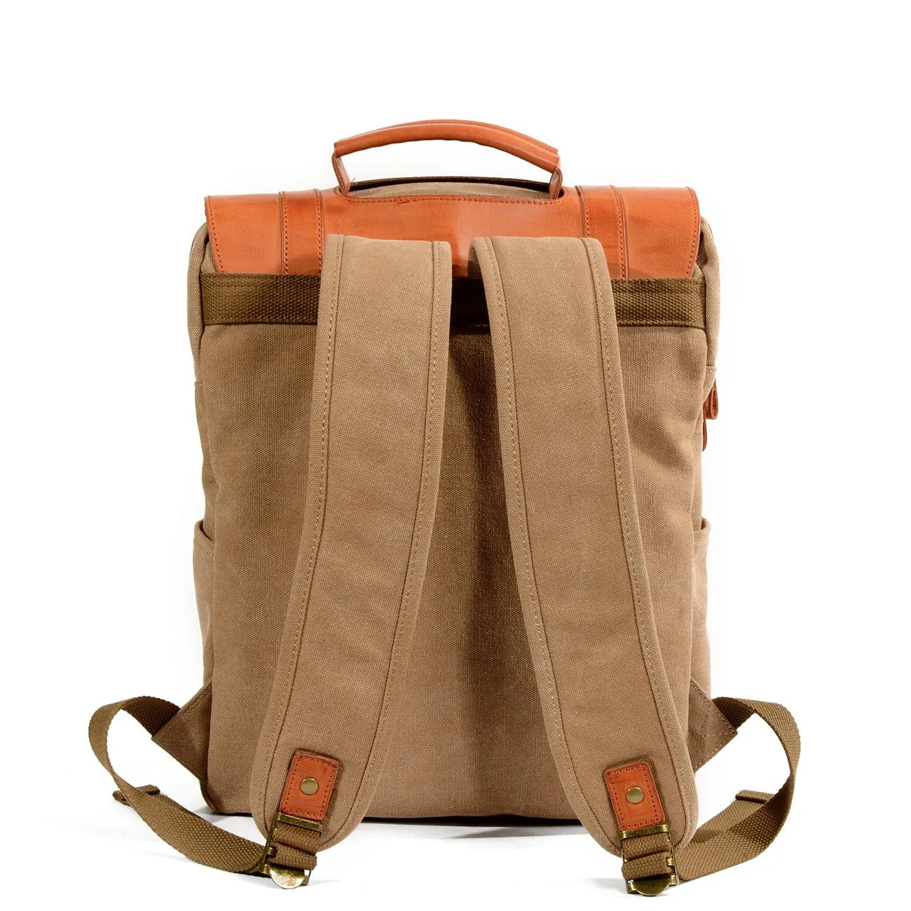 Cool Canvas Leather Womens Mens College Backpack 14'' Travel Backpack Computer Backpack for Men