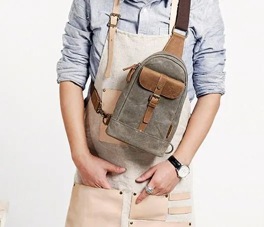 Cool Canvas Mens Sling Bag Sling Backpack One Shoulder Pack Chest Bag for men