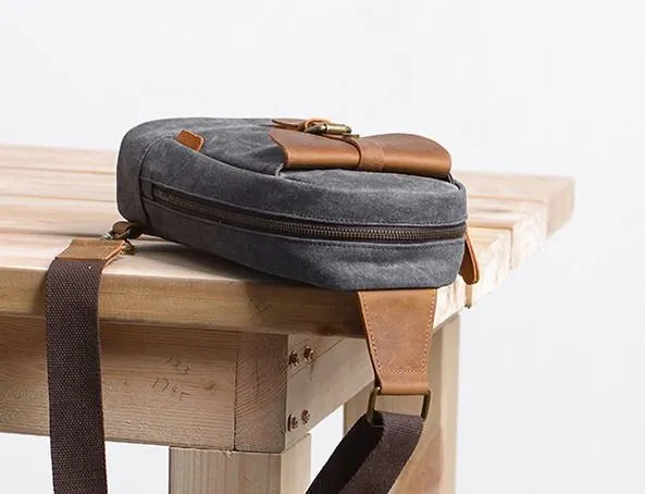Cool Canvas Mens Sling Bag Sling Backpack One Shoulder Pack Chest Bag for men